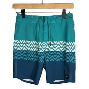 RVCA Men’s Board Shorts Teal VA Pattern Size 28 Mid-Length